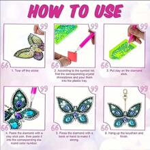 SNA 5-Piece 2025 New Style Diamond Painting Butterfly Keychain Kit, Christmas Valentine's Day Mother's Day Birthday Gift