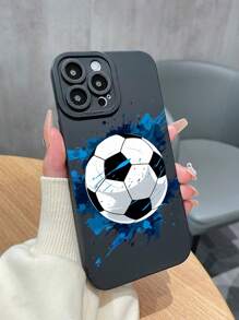 1 Stück TPU matter schwarzer Tornado Football Grafik Handyhülle, kompatibel mit Apple, A/S Serie, Redmi Note, OPPO A/Reno, INFINIX Handys. 2 Kamera Loch Stile, zufällige Lieferung