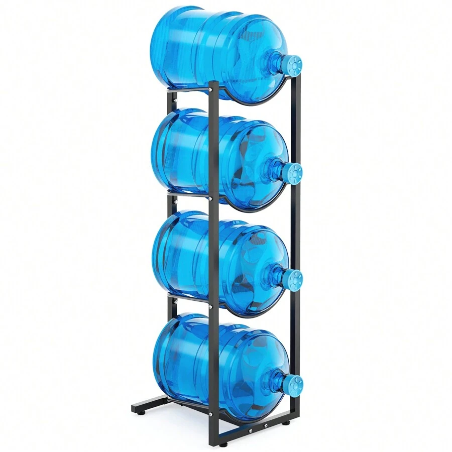 MYLOLF 5 Gallon Water Bottle Rack, Water Bottle Holder, 3-Tier/4-Tier/5-Tier Water Bottle Stand, Kitchen, Office, Living Room Water Bottle Storage Rack - Black - View 1