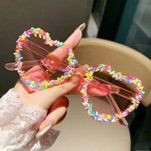 1 Peça Óculos de Moda de Impressão Gradiente Colorido, Padrão Abstrato em Forma de V, Estilo de Rua Casual Fofo, Lente de PC para Praia, Viagem, Uso em Todas as Estações para Férias na Praia, Ao Ar Livre, Viagem