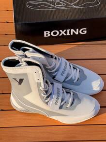 TOLLN Men's High-Top 21cm Zipper Professional Wrestling Shoes, Combat Boxing Boots, Training Shoes For Muay Thai, MMA Fitness Kickboxing Shoes