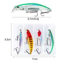 4 pièces/boîte Appâts de pêche de 6,7 cm/7 cm, leurres nageurs plongeants, leurres artificiels durs avec 2 hameçons triples et yeux 3D pour la pêche à la truite et au black-bass