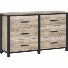 6 Drawer Dresser For Bedroom,Light Oak 47" Wooden Dressers For Bedroom, Natural Wooden Dresser Furniture, (Light Oak Gray) - Grey - View 3