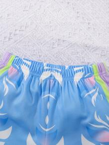 2pcs/Set Boys' Basketball Sports Outfit, Short Sleeve Shirt And Shorts, Casual Comfort Blue-Pink-Purple Gradient Design, Basketball No.23 Print, Suitable For Sports And Outdoor Wear