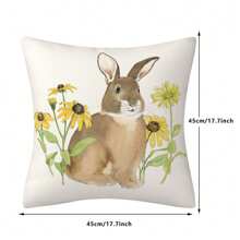Fundas de almohada de Pascua con diseño vintage de conejito de acuarela y flores, fundas de cojín para el hogar - transparente - Ver 2