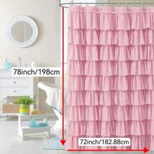 1pc Pure Polyester Ruffled Shower Curtain, Polyester Bathroom Accessories, Bathroom Window Curtain, 72*84inch/182cm*213cm