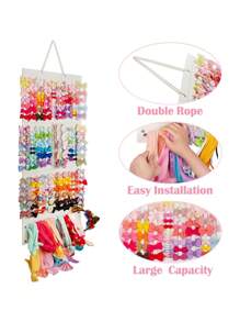 1 pezzo Grande borsa per accessori per capelli da donna, supporto organizzatore per gioielli per fasce, fermagli, lacci, tasca da appendere al muro, adatta per uso quotidiano, porta occhiali, beige, ideale per feste di genere, compleanni, matrimoni, feste, il regalo perfetto per colleghi, amici e familiari, ritorno a scuola
