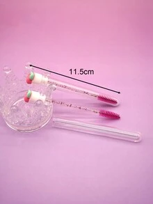 1/3/5/7支装郁金香花朵绿叶管状睫毛膏眉刷，带管睫毛刷，独立包装，旅行化妆刷 - 粉色 - 查看 7