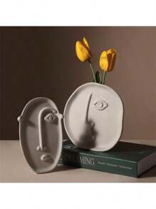 1 Stück kreative keramische Vase zum Bemalen, künstliche Blumendekoration, Kunstgesichtsdekor, Heimdekoration, Gesichtsvase, Veranda-Dekoration, Tischmittelpunkt, Tischdekoration, Alltagsartikel, Vase, Blumen Heimdekoration Raumdekoration Blumenvase Glasvase