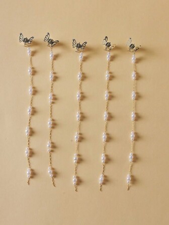 5 st Alloy Mini Butterfly Chain Hårklämmor för flickor
