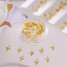5g Golden Jar Nail Art Accessories Moon Star Heart Diamond Shell And Other Small Accessories In Various Shapes, 9 Jar Optional Accessories Nail Art Golden Accessories Accessories For Nail Art Design Nail Art DIY Essential