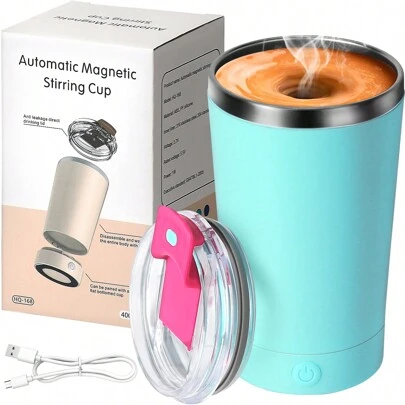 Self Stirring Mug With Lid 13.5 Oz Electric High Speed Mixing Cup 420ML Rechargeable Automatic Stirring Coffee Mixer Cup