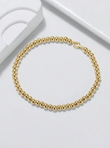 ORSA JEWELS 1 PC Genuine 925 Sterling Silver 14K Gold Plating Beads Chain Bracelet Women Hand Chain Gorgeous Woman Girl Jewelry Gift For Birthday Party Anniversary Day