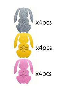12-Piece Bunny Shape Multicolor Felt Tableware Set, Easter Bunny Tableware Holder Bag Placemat, Tableware Holder, Egg Table Decoration Supplies, Table Decoration Supplies Cutlery Bag Tableware Bag Holiday Decoration - Multicolor - View 14