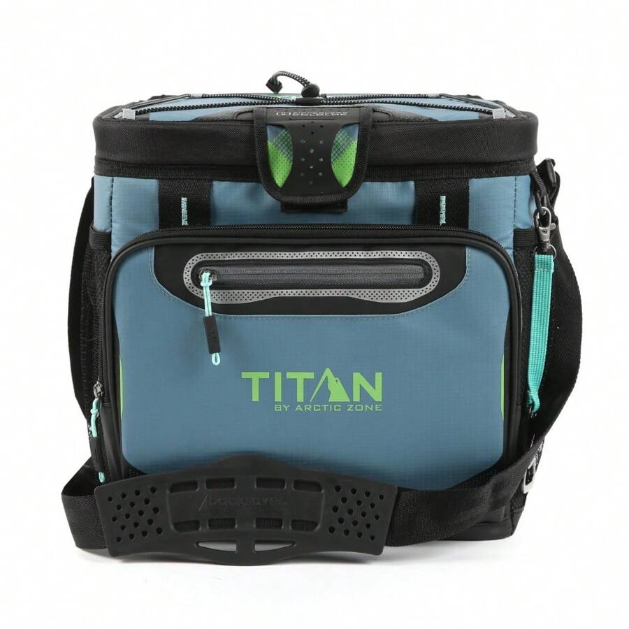 Titan 24 Can Zipperless Soft Sided Cooler, Green Titan By Artic Zone Zipperless Cooler Made Of 200x300D Polyester Ripstop With Clear Matte TPE Coating Features A Flip-Open Lid And Triple Layer ColdBlock Base To Shield Against Mud, Sand, Snow, - 24 - View 1