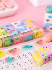 3 件随机恐龙和水果设计软橡胶橡皮擦，适用于学生、学习用品、礼物，可爱又干净 - 彩色 - 查看 5