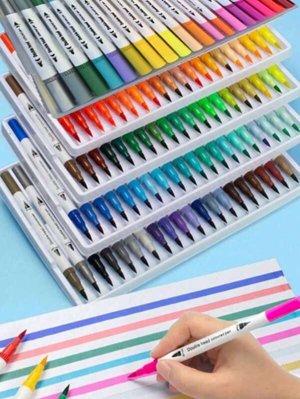 12/24/36/48/60/80/100/120 Pcs Double-Ended Watercolor Brush Pens, Colorful Washable Painting Brush Marker Set, 8pcs, Multicolor Art Supplies, Holiday Gift, Back To School