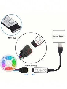 1PC RGB LED Strip LightsTV Background Decorate With 3-Key Controller - USB Powered, 5V 5050 For Home Decor, Living Room, Bedroom, TV Backdrop - Multicolor Party Home Decoration