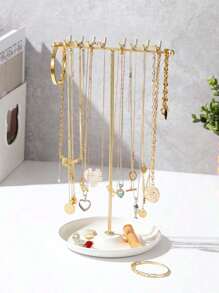 1pc Creative T-Shaped Necklace Display Stand, Earring & Bracelet Organizer, Bedroom Bathroom Office Desk Jewelry Holder, Christmas Gift