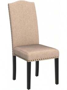 Dining Chairs Upholstered Parsons Chairs With Rubber Wood Legs And Nailhead Trim, Fabric Side Chairs For Dining Room, Kitchen And Living Room, Set Of 2, Khaki ﻿ - 卡其色 2 件組 - 查看 4