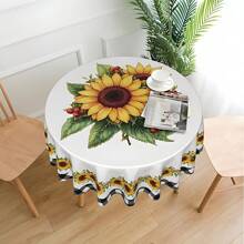 1pc/2pcs, Rectangular And Circular Polyester Tablecloths, Vintage Sunflower Flower Tablecloths, Home Vintage Anti Fouling Tablecloths, Dust-Proof And Washable PVC Tablecloths, Picnic Camping, Wedding, Birthday Party, Restaurant Buffet, Home Decorationft