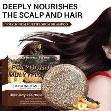 Hair Darkening Shampoo Bar, Shouwu Darkening Shampoo Bar For Gray Hair All Nature Organic Blackening Shampoo Bar - 棕色 - 查看 7