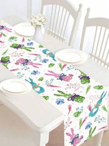 1 件复活节桌旗，复活节兔子蛋胡萝卜设计餐桌旗，适合季节性春季厨房餐桌装饰、家庭派对装饰、复活节装饰礼物