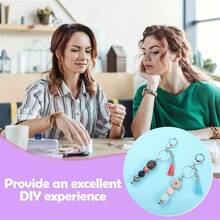 Bộ móc khóa hạt cườm 24/48/72 chiếc, bao gồm móc khóa hạt bạc và móc khóa tua rua da nhiều màu, dùng để làm đồ trang sức, vòng tay, mặt dây chuyền trang sức tự làm - Bạc - Xem 5