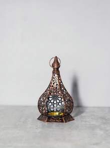 1pc Moroccan Style Metal Candle Holder, Vintage-Inspired Gilded Openwork Carved Wind Lamp, Romantic European Wedding Decor, Aromatherapy Candle Holder, Seascape Theme Decorative Hanging Light For Home, Courtyard, Garden, Villa, Distressed Lantern Design For Home Ambiance - Shipped Without Candles