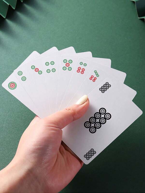 144pcs Waterproof Mahjong Paper Cards, Portable Travel Thick Paper Quality Wide Version Mahjong Playing Cards