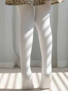 1 Pair Girls Casual Basic Leggings, Suitable For All Seasons (Size: 2-3Y, 3-8Y, 8-12Y, 12-16Y) - White - View 3