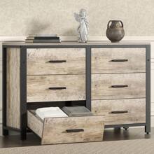 6 Drawer Dresser For Bedroom,Light Oak 47" Wooden Dressers For Bedroom, Natural Wooden Dresser Furniture, (Light Oak Gray) - Grey - View 9