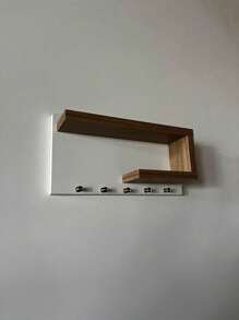 White Key Holder With MDF Wood Organizer Home Decor - Brown - View 4