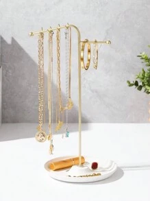 1pc Creative T-Shaped Necklace Display Stand, Earring & Bracelet Organizer, Bedroom Bathroom Office Desk Jewelry Holder, Christmas Gift