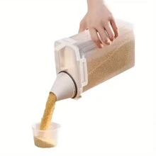 Contenants hermétiques grande capacité de 1,75 l/2,5 l/3 l pour stocker les céréales - Hermétique à l'humidité et aux insectes pour le riz/les céréales avec couvercle rabattable pour l'organisation de la cuisine