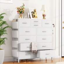 GIKPAL 12 Drawer Dresser For Bedroom, Fabric Storage Dresser, Chest Of Drawers With  Wood Top And Sturdy Steel Frame, White - 白色 - 查看 8