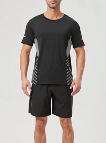 2 Pieces Men Sports Breathable Casual Short Sleeve T-Shirt And Shorts Set, Summer 2025 New Arrival'
