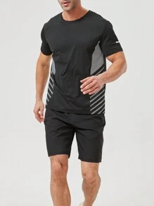 2 Pieces Men Sports Breathable Casual Short Sleeve T-Shirt And Shorts Set, Summer 2025 New Arrival'