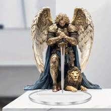 1 件 2D 亚克力优雅大天使迈克尔亚克力桌面装饰，6.3"X7.1"，适合家庭、办公室和户外空间的完美天使装饰，送给朋友的理想礼物，带支架，无需电源，装饰艺术，房间装饰，家居装饰，餐厅，酒吧，咖啡厅，车库 - 彩色 - 查看 5