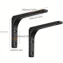 2个重型L型铁艺置物架支架 - 直角支架，适用于壁挂式家具、工业风装饰五金 - 彩色 - 查看 8