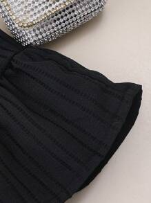 1pc Baby Girls Cute Peter Pan Collar Ruffle Sleeve Little Black Dress, Summer