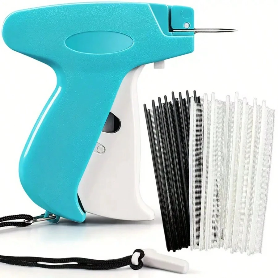 1 Set Instant Fix Micro Stitch Gun - 3000pcs Plastic Needles Portable Clothing Repair Tool For Quick Hemming, Quilt Folding, Labeling And Various Clothing Repair Work - Blue - View 1