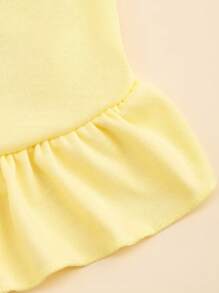 1pc Ruched T-Shirt Dress, Princess Ruffle Hem, Sleeveless Pet Dog Cat Dress, Spring/Summer - Yellow - View 7