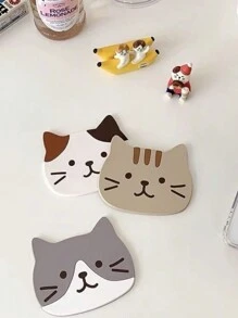 1PC Cute Cat Coasters Rubber Surface Insulation Non-Slip Hot Pads Cat Shaped Coasters, Interesting Coffee Cup Decoration, Bar, Small Cute Cat Coasters, Funny Cat Coasters Cat Shaped Ceramic Coasters, Desk Coffee Table Restaurant Decoration Cat Cute Coasters PVC Puppy Expression Silicone Coasters Insulation Pads Non-Slip Anti-Scalding Pads Bowl Mats Placemats Bar Teapot Mug Placemats Bowl Mats