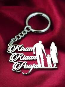 A Customized Stainless Steel Family Surname Keychain - Suitable For Multiple Key Rings Of Family Members - Cartoon Letter Theme - Decorative Keychain With Ring Buckle - Ideal Gift For Girl - Multicolor - View 2