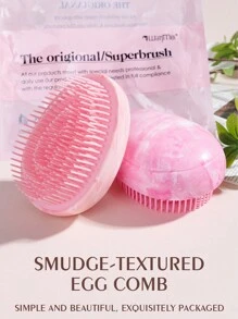 1 Pack Mini Cute Egg Shape Hair Brush Portable Scalp Massage Comb Anti-Tangle Cushion Comb Suitable For Portable Hair Salon Comb Detangling Comb Hair Styling Comb All Hair Types