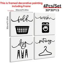 4入組，鄉村農舍洗衣房裝飾-掛牆用帆布標誌-鄉村農舍洗衣房牆壁裝飾-鄉村農舍洗衣房標誌-鄉村農舍洗衣房裝飾-鄉村農舍裝飾性的鄉村洗衣房牆身裝飾-不含相框 - 彩色 - 查看 19