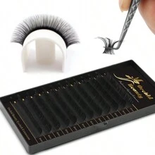Orchid Lashes Extensiones de pestañas individuales de visón para belleza de orquídeas, 12 filas, mate negro, volumen C Curl, extensiones de pestañas naturales clásicas rusas suaves, pestañas postizas de visón premium y cashmere, insumos para maquillaje de salón de belleza, longitudes de 8 a 15 mm