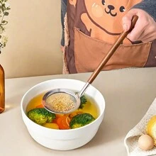 Multi-Functional Mini Kitchen Utensil, 304 Stainless Steel Ladle, Colander, Turner, Anti Scalding Wooden Handle Cooking Spoon, Cooking Tools Including Soup Spoon, Slotted Spoon,Spatula, Dishwasher Safe, Suitable For Kitchen Restaurant