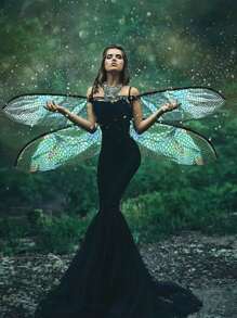 1pc Adult Forest Fairy Gradient Dragonfly Holiday Party Dress Up Wings Halloween - Multicolor - View 7
